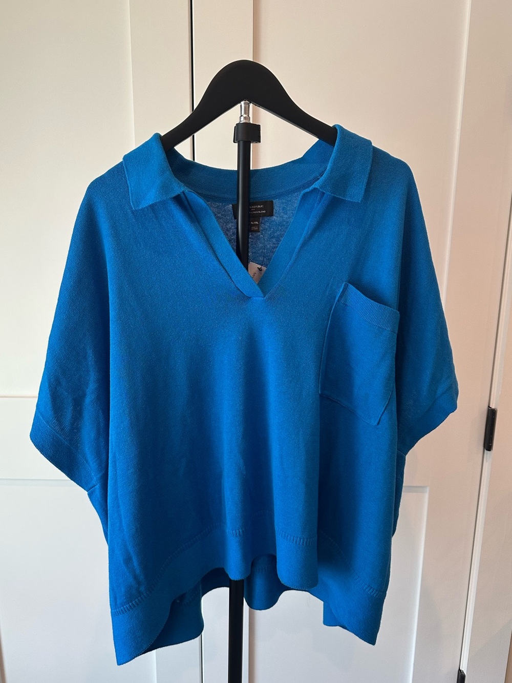Banana Republic Cotton Linen Blend Oversized Collared Top XL/XXL Blue NWT